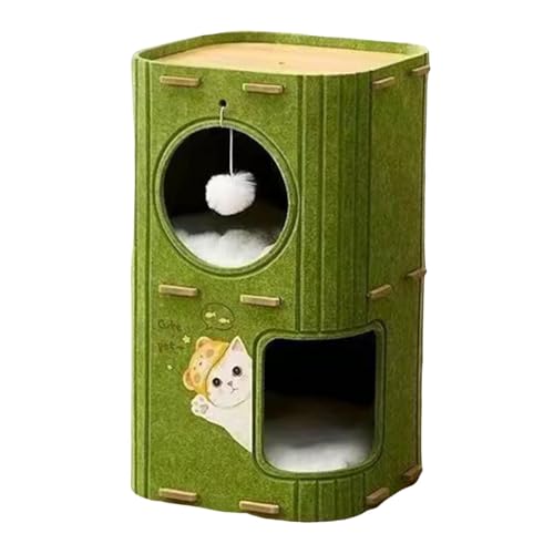 Sharplace Katzenhaus für den Innenbereich mit 2 Polstern, 2-stufig, Kratzfest, zum Klettern für Kätzchen, schützt Teppiche und Sofas, Spiel für Hauskatzen, GrÜn von Sharplace