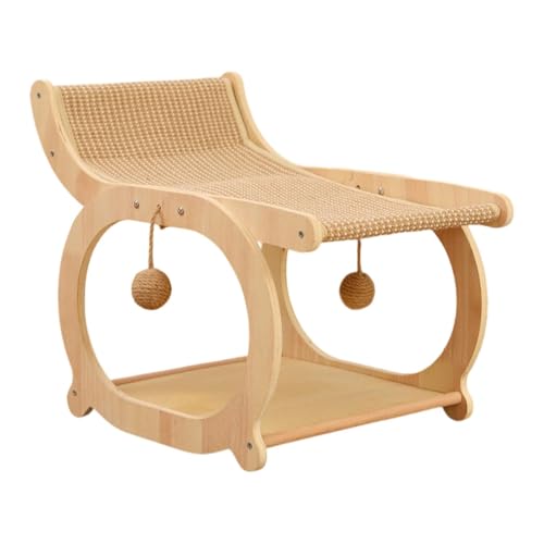 Sharplace Katzenkratzbett, Kratzkissen für den Innenbereich, atmungsaktiv, mit hängenden Bällen, Moderne, verschleißfeste Haustiermöbel, Katzensofa, Liegestuhl, Hellbraun von Sharplace