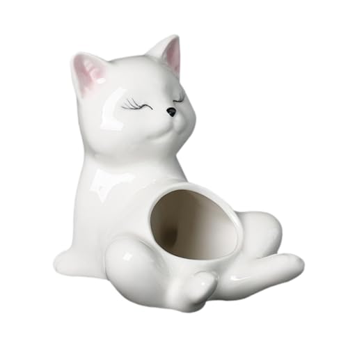 Sharplace Keramikkatze Pflanzer Cartoon Kätzchen Blumentopf Tabletop Orament Dekorative Blumenpot Tierpflanztopf für Außenterrelschelf von Sharplace
