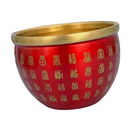 Sharplace Kleine Feng-Shui-Schale aus Messing, kleine -Desktop-Glücksdekoration, Sammlerstück für Glücksreichtum, Rot von Sharplace