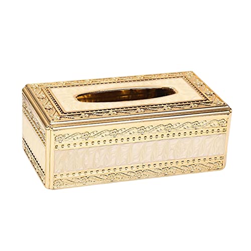 Sharplace Kosmetiktücherbox im europäischen Stil, Serviettenpapierhalter, Taschentuchhalter für das Büro, Goldweiß von Sharplace
