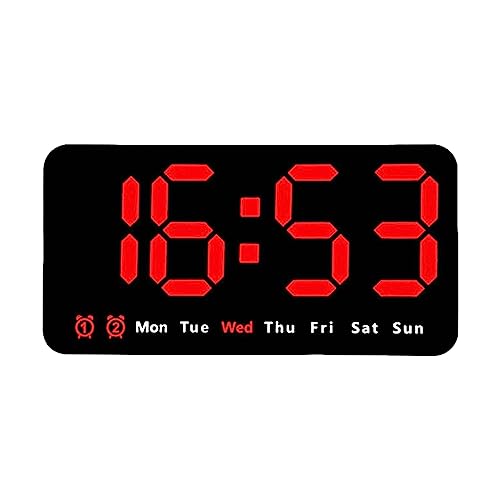 Sharplace LED-Desktop-Wecker, Digitale Uhr, Schreibtisch, großes Display, dimmbare Wanduhr, elektronische Uhr für Schlafzimmer, Festival, neben dem Wohnzimmer, Rot von Sharplace