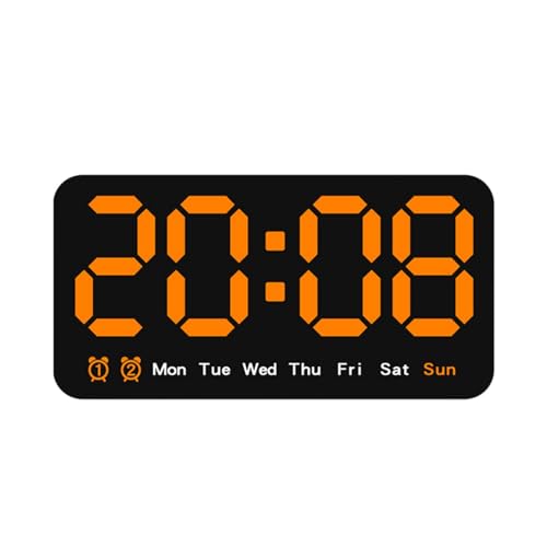 Sharplace LED-Desktop-Wecker, Schreibtisch-Digitaluhr, Tischdimmer, große LED-Uhren, Wanduhr, elektronische Uhr für Schlafzimmer, Büro, Erwachsene, Orange von Sharplace