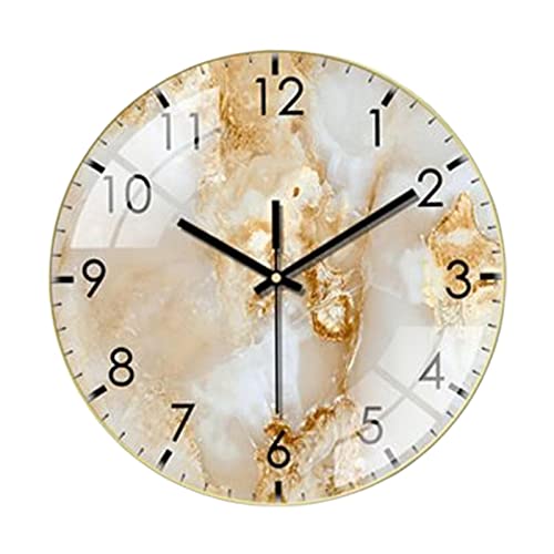 Sharplace Leise Wanduhr aus Glasmarmorierung für Wohnzimmerdekoration, 30,5 cm, Moderne Marmor-Dekoration ohne für Schlafzimmer und Büro, Beige von Sharplace