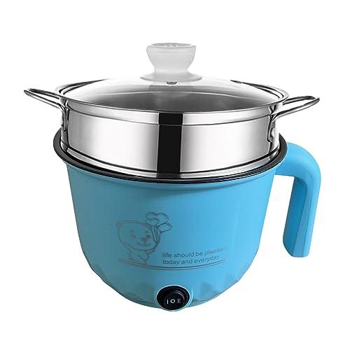 Sharplace Mini-Hot Pot, Küchenkochgeräte, antihaftbeschichtet, Edelstahl, 1,8 l, Reisekocher, Ramen-Kocher, Elektroherd zum Frittieren von Steak, Eiern, Brei, mit Dampfgarer Blau von Sharplace