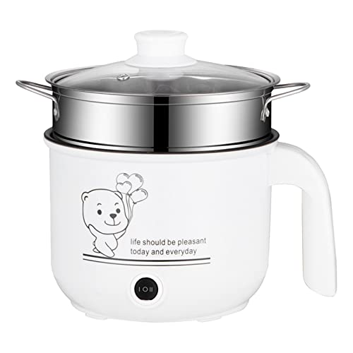 Sharplace Mini Hot Pot Ramen Cooker Antihaft-tragbare elektrische Mehrzweckpfanne für Home Office Dorm, mit Dampfgarer Weiß von Sharplace