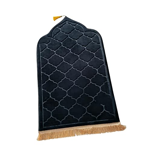 Sharplace Muslimischer Gebetsteppich, Muslim Prayer Rug, Gebet Teppich Matte, Carpet Soft Ramadan, Weich Faltbar Gebetsteppich Bodenteppich für Kinder Frauen Männer Geschenke Ramadan, Grün Grau von Sharplace