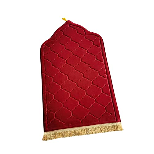 Sharplace Muslimischer Gebetsteppich, Muslim Prayer Rug, Gebet Teppich Matte, Carpet Soft Ramadan, Weich Faltbar Gebetsteppich Bodenteppich für Kinder Frauen Männer Geschenke Ramadan, Rot von Sharplace