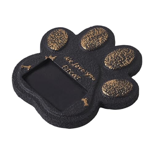 Sharplace Pfotenförmiger Grabstein für Hunde, Gedenkstein mit Fotorahmen-Zubehör, 15 x 15 x 1,5 cm, für den Verlust eines Haustiers, Beileidsgeschenk, Schwarz von Sharplace