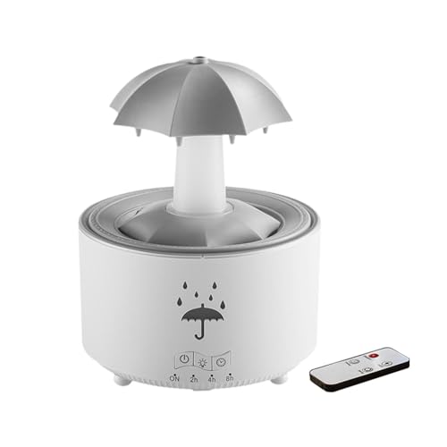 Sharplace Rotierender Regenschirm-Tropfen-Luftbefeuchter, Luftbefeuchter für ätherische Öle, 300 ml, Aroma-Luftbefeuchter mit bunten Lichtern für den Nachttisch, Weiß von Sharplace