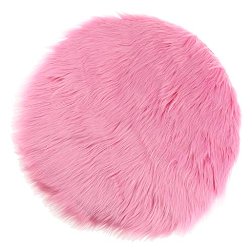 Sharplace Rundes Kunstpelz Sitzkissen, Zotteliges Schaffell, Teppich, Foto Requisiten, Hot Pink 40cm von Sharplace