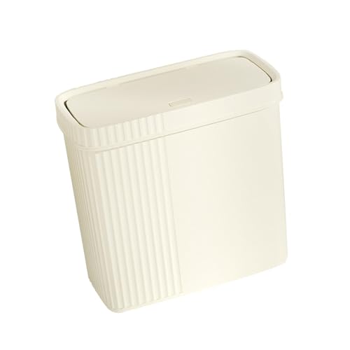 Sharplace Schmaler, schmaler Badezimmer-Mülleimer, 27,9 x 13,5 x 27,9 cm, leicht, für Studentenwohnheime, Papierkorb, Müllcontainer, Cremeweiß von Sharplace