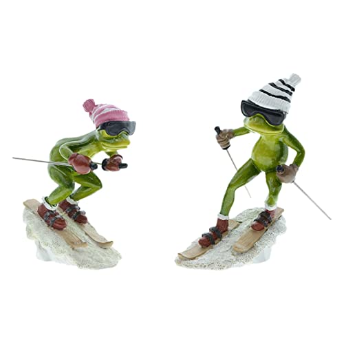 Sharplace Skifahren Frosch Figuren Paar Frosch Statue für Desktop Indoor Outdoor Cabinet Cafe von Sharplace
