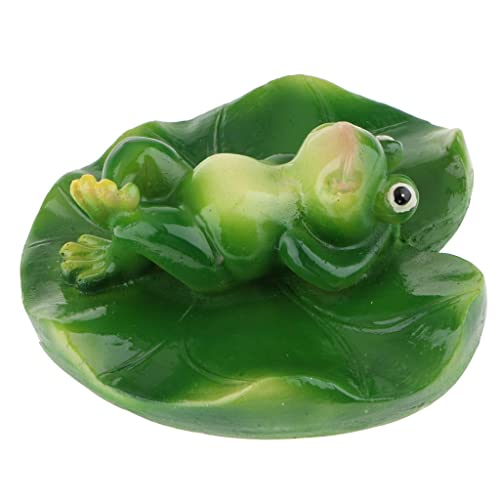 Sharplace Teichfrosch auf Blatt Schwimmtier Teichfigur Gartenfigur Schwimmfigur, aus Kunstharz, B# auf dem Rücken Frosch von Sharplace