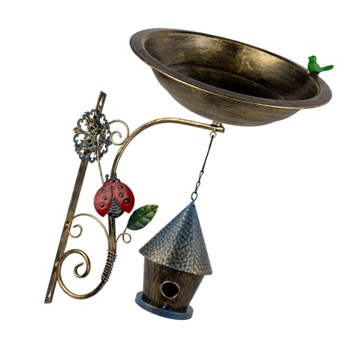 Sharplace Vogelbad-Schüssel-Wandhalterung mit Vogelhaus, Gartenwerkzeug, Design, Vogelfutterspender für Zaun, Terrasse, Balkon, Hof, Kunst im Sharplace Vogelbad-Schüssel-Wandhalterung mit Vogelhaus, Gartenwerkzeug, Design, Vogelfutterspender für Zaun, Terrasse, Balkon, Hof, Kunst im von Sharplace