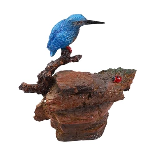 Sharplace auf Zweig Figur Tier Skulptur Handwerk Schreibtisch Neuheit Orientalische Kunst Sammlung Statue Modell für Wohnung Outdoor Indoor, Blauer Vogel von Sharplace