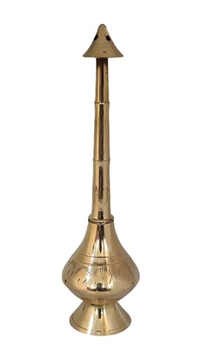 17,8 cm Messing Heiliger Topf Spray Rosenwasser Weihwasser Sprinkler göttliche religiöse Anbetung Gulab Pash Gulab Pashi Heiliger Topf Paneer Sombu/Sprinkler Schaustück von Sharvgun
