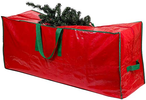 SHATCHI Weihnachts-Aufbewahrungsbehälter für bis zu 2,7 m, zerlegter künstlicher Weihnachtsbaum, langlebiges wasserdichtes Material, mit Reißverschluss und Tragegriffen, Rot, 164 x 38 x 76 cm von SHATCHI