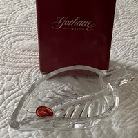 Handgeschliffener Kristall Von Gorham Crystal Leaf Trinket Dish Made in Poland von ShawnesCollectables