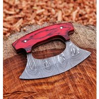 Handgefertigtes Ulu-Messer Aus Damaststahl Mit Griff Rosenholz Handgefertigtes Ulu-Messer Aus Damaststahl Mit Griff Rosenholz von ShaymaanProducts