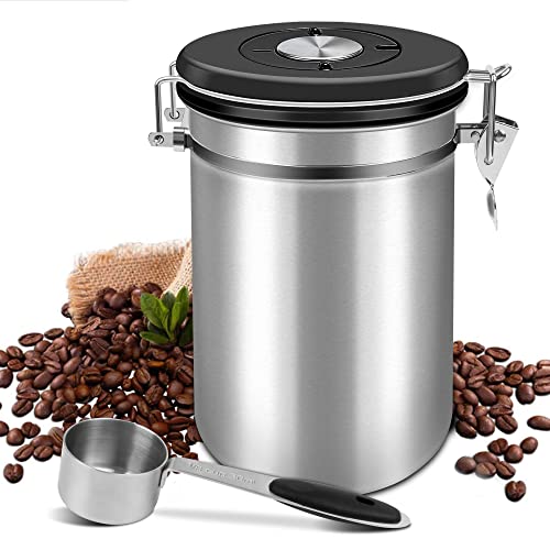 Shayson Kaffeedose 500g Bohnen Kaffeedose Luftdicht 1500ml mit Löffel und Kalenderrad, Edelstahl Kaffee Dose Behälter zum Aufbewahren von Kaffeebohnen, Tee, Nüssen, Würze, Kakao usw von Shayson