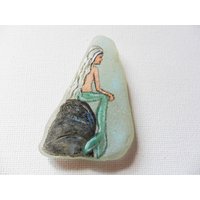 Meerjungfrau Auf Einem Seeglasmagnet - Bestellung Bemalt Meerjungfrau Auf Einem Seeglasmagnet - Bestellung Bemalt von ShePaintsSeaglass