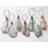 Seeglas Schneeflocke Weihnachtsschmuck - Handbemalte 7Er Set von ShePaintsSeaglass