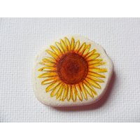Sonnenblume-Meer-Keramik-Magnet - Gemalt Auf Bestellung Am Strand Keramik Gefunden in Schottland von ShePaintsSeaglass