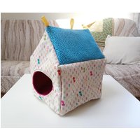 Große Ratte Würfel Hängematte, Maus Haus Nest, Bunte Chinchilla Hütte, Langlebig Hängen Kuscheln Gemütlich, Degu Polka Dot, Handgemachte von SheSewsDesign