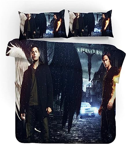 SheYle Supernatural Bettwäsche-Set, Bettbezug 135 X 200 cm Und Kopfkissenbezug, Mikrofaser, Für Teenager Kinderbettwäsche (A2,135x200cm+80x80cmx1) von SheYle