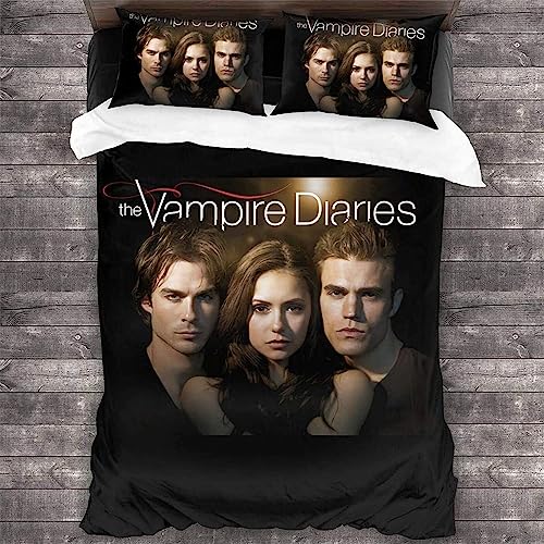 SheYle The Vampire Diaries Bettwäsche-Set,3D-Digitaldruck-Mikrofaser- Kinderbettwäsche,Bettbezug Und Kissenbezug (A1,135x200cm+80x80cmx1) von SheYle