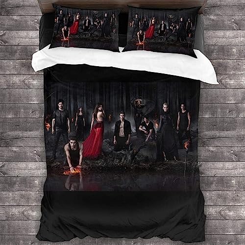 SheYle The Vampire Diaries Bettwäsche-Set,3D-Digitaldruck-Mikrofaser- Kinderbettwäsche,Bettbezug Und Kissenbezug (A3,135x200cm+80x80cmx1) von SheYle