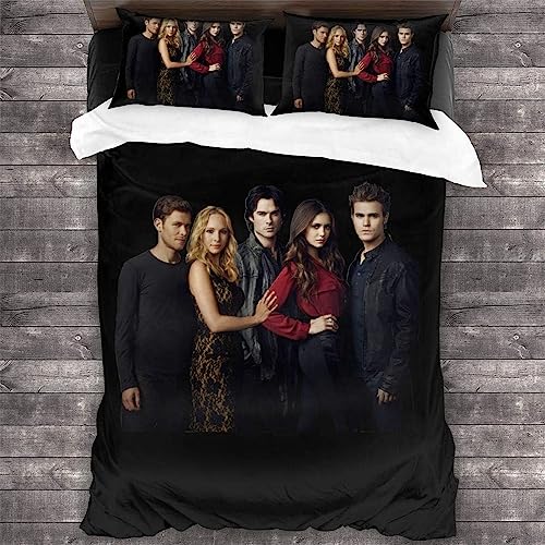 SheYle The Vampire Diaries Bettwäsche-Set,3D-Digitaldruck-Mikrofaser- Kinderbettwäsche,Bettbezug Und Kissenbezug (A4,135x200cm+80x80cmx1) von SheYle