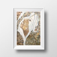 Wasserfall Gesicht in Der Natur Aquarell Malerei Kunstdruck von SheaDesignArt