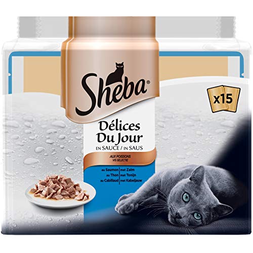 SHEBA Délices du Jour Frischebeutel in Fischsauce für Katzen, 15 x 50 g SHEBA Délices du Jour Frischebeutel in Fischsauce für Katzen, 15 x 50 g von Sheba