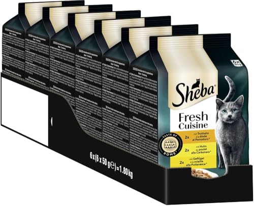 Sheba Portionsbeutel Katzennassfutter Multipack Fresh Cuisine Taste of Rome mit Truthahn und Huhn, 6x6x50g - Feines Katzenfutter aus Truthahn und Huhn Sheba Portionsbeutel Katzennassfutter Multipack Fresh Cuisine Taste of Rome mit Truthahn und Huhn, 6x6x50g - Feines Katzenfutter aus Truthahn und Huhn von Sheba