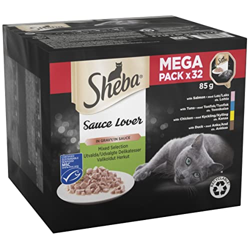SHEBA Sauce Lover Katzenfutter-Tabletts, gemischte Kollektion, 32 x 85 g von Sheba