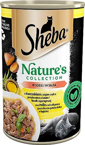 Sheba Katzenfutter Nassfutter Nature's Collection in Sauce mit Huhn und Fischöl, garniert mit Süsskartoffel und grünen Bohnen Feine Vielfalt 12 Dosen (12 x 400g) von Sheba