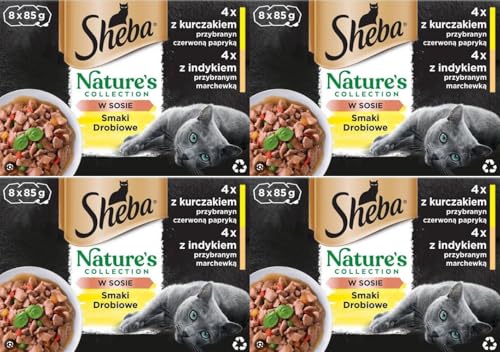 Sheba Nature`s Collection in Sauce - Feinstes Katzennassfutter in der Schale - Geflügel Variation - 32 x 85g von Sheba