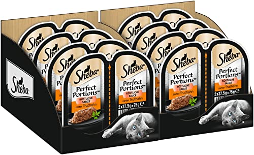 Sheba Perfect Portions - Feinstes Katzennassfutter in der Schale - köstliche Sauce mit zartem Truthahn - 32 x 75g Sheba Perfect Portions - Feinstes Katzennassfutter in der Schale - köstliche Sauce mit zartem Truthahn - 32 x 75g von Sheba