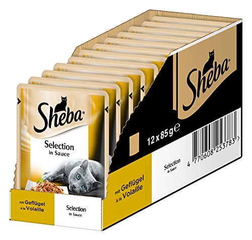 Sheba Selection in Sauce, Katzenfutter im Frischepack, Geflügel, 12er Pack (12 x 85 g) von Sheba