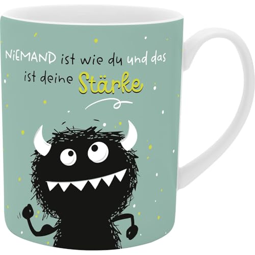 H:PPY life XL-Tasse Monster mit Spruch Stärke | Große Tasse aus Porzellan, XL Jumbo-Tasse, 60 cl, Tasse mit Spruch | Geschenk, Freund, Freundin | 74162 von Sheepworld