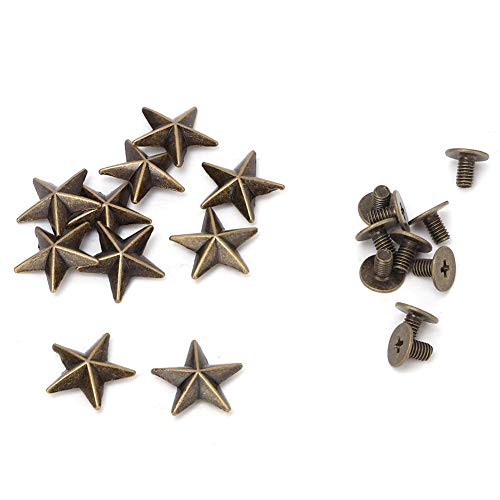 10 Set Star Studs Metall Punk Spikes Spots für Leathercraft Taschen Schuhe DIY Dekoration 14mm[14mm konvexe Bronze]Lederschnitz-Sets von Sheens