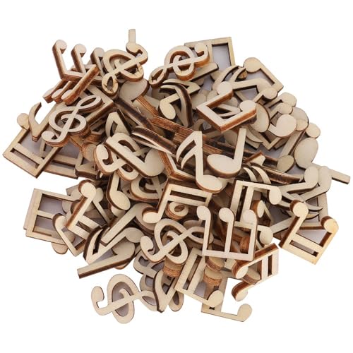 100 Stück hölzerne Musik Note, gemischte kleine hölzerne Scheiben Dekoration für Basteln DIY Scrapbooking Musik Party Hochzeit, dekorative hölzerne Tasten Ornament von Sheens