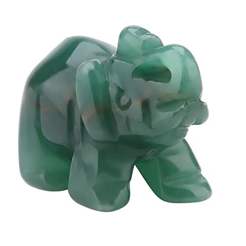 Sheens 1,5 Zoll Natürliche Jade Geschnitzte Elefantenfiguren Feng Shui Kristall Elefanten Statuen für Home Office Desktop Dekoration Geschenk(绿东陵) von Sheens