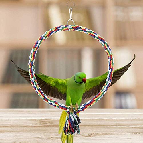 Sheens Vogel Baumwolle Seil schaukel Papagei Kreis Ring Sitzstangen Ständer Kauspielzeug für Vogelkäfig Dekoration Zubehör(Ringdurchmesser: 18cm) von Sheens