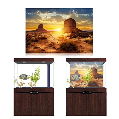 Aquarium-Hintergrundposter, Dicker PVC-Kleber Sonne und Wüste Stil Aufkleber, Terrarium Hintergrund statisch selbstklebend Tapete (61 * 30cm) von Sheens