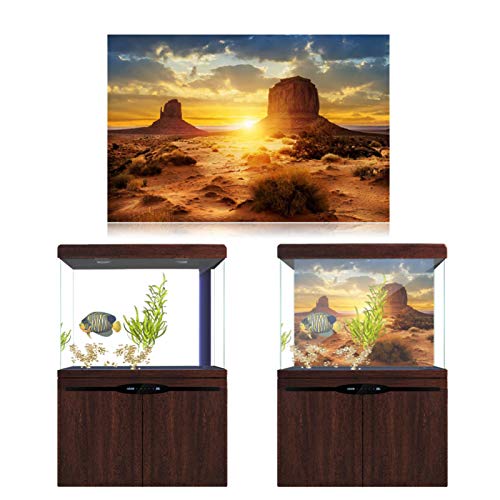 Sonne und Wüste Stil Aquarium Poster Verdicken PVC Adhesive Terrarium Hintergrund Statisch Haftenden Tapetenaufkleber [91 * 41cm] Wandtattoos & Wandbilder von Sheens