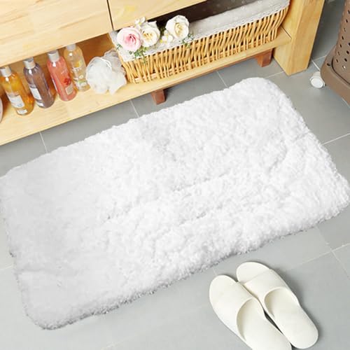 Badteppichmatte rutschfeste Badematten für Badewanne und Waschbecken,maschinenwaschbare Badteppiche für Badezimmer (weiß, 50 x 80 cm) von Sheepping