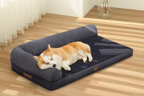 Sheepping Orthopädisches Hundebett mit Rand Hundesofa Hundecouch Bettchen Waschbar für mittelgroße Hunde, 91x69x18cm von Sheepping